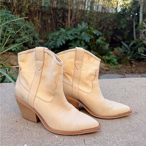 Dolce Vita Cream Ankle Cowgirl Boots
